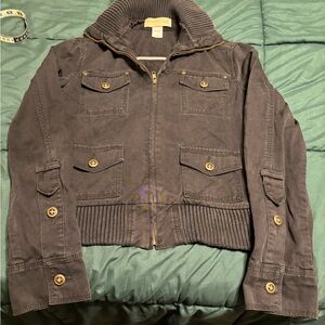 London Denim Dark Gray Jacket with Ribbed Collar